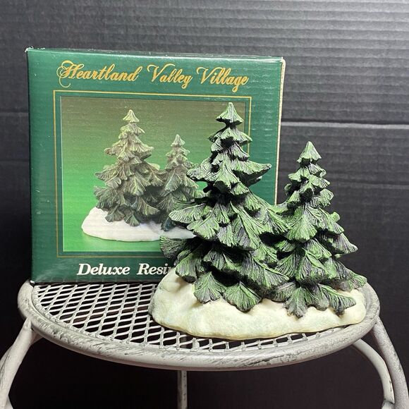 Vintage Heartland Valley O'Well Porcelain FIR TREES Christmas Village Accessory - Picture 1 of 12